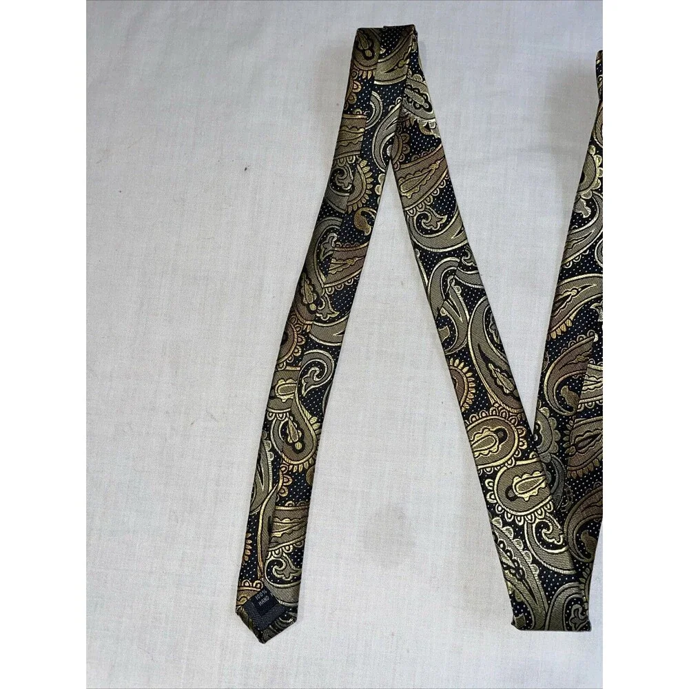 Bruno Piattelli Men’s Dress Toe Size 58” Gold Paisley Business Formal City NWT